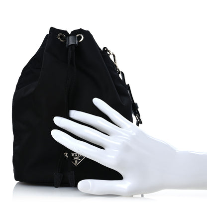 Prada Saffiano Tessuto Nylon Vela Bucket Wristlet Black 2 of 11