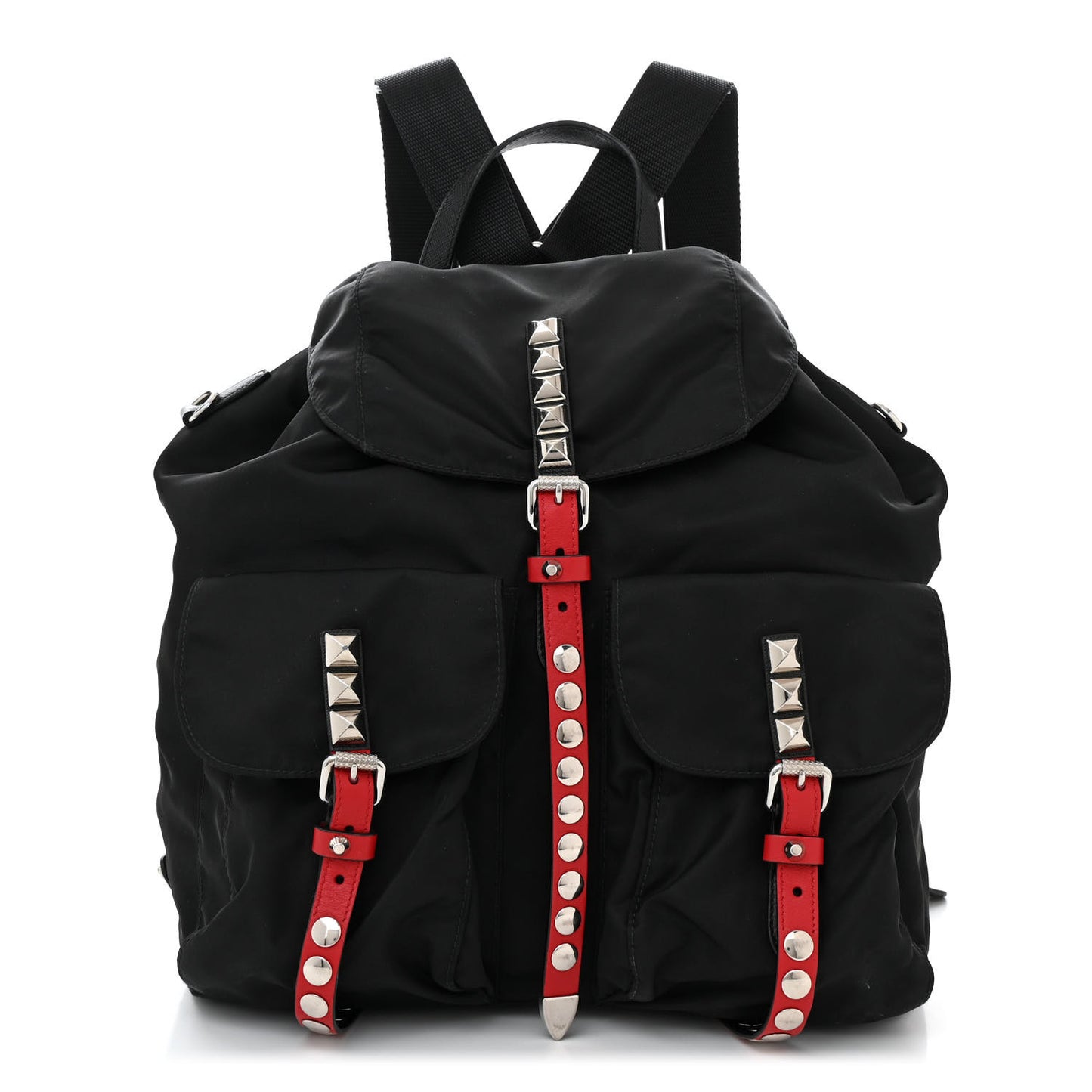 Nylon New Vela Studded Backpack Black Fuoco
