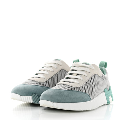 Hermes Air Mesh Suede Goatskin Bouncing Sneakers 37 Vert D'Eau 3 of 8