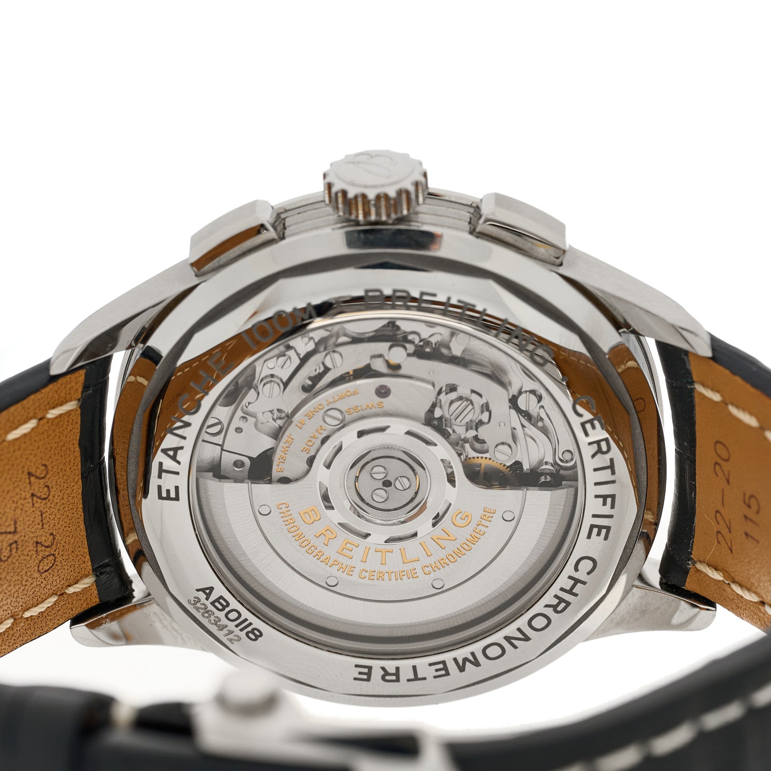 Breitling Stainless Steel Alligator 42mm Premier B01 Chronograph Automatic Watch White AB0118221G1P1 4 of 5