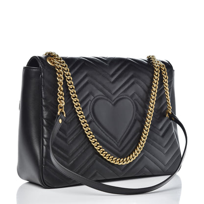Gucci Calfskin Matelasse Large GG Marmont Shoulder Bag Black 3 of 5