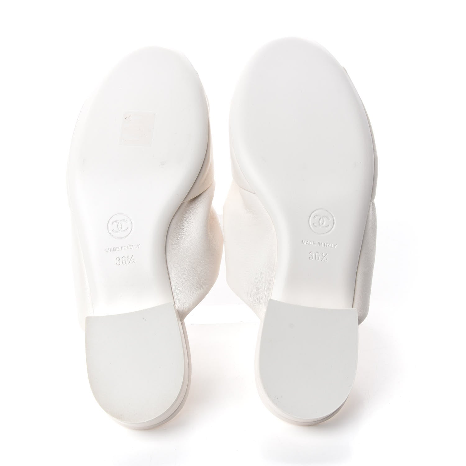 Chanel Lambskin Pearl Bow CC Flat Sandals 36.5 White 5 of 9