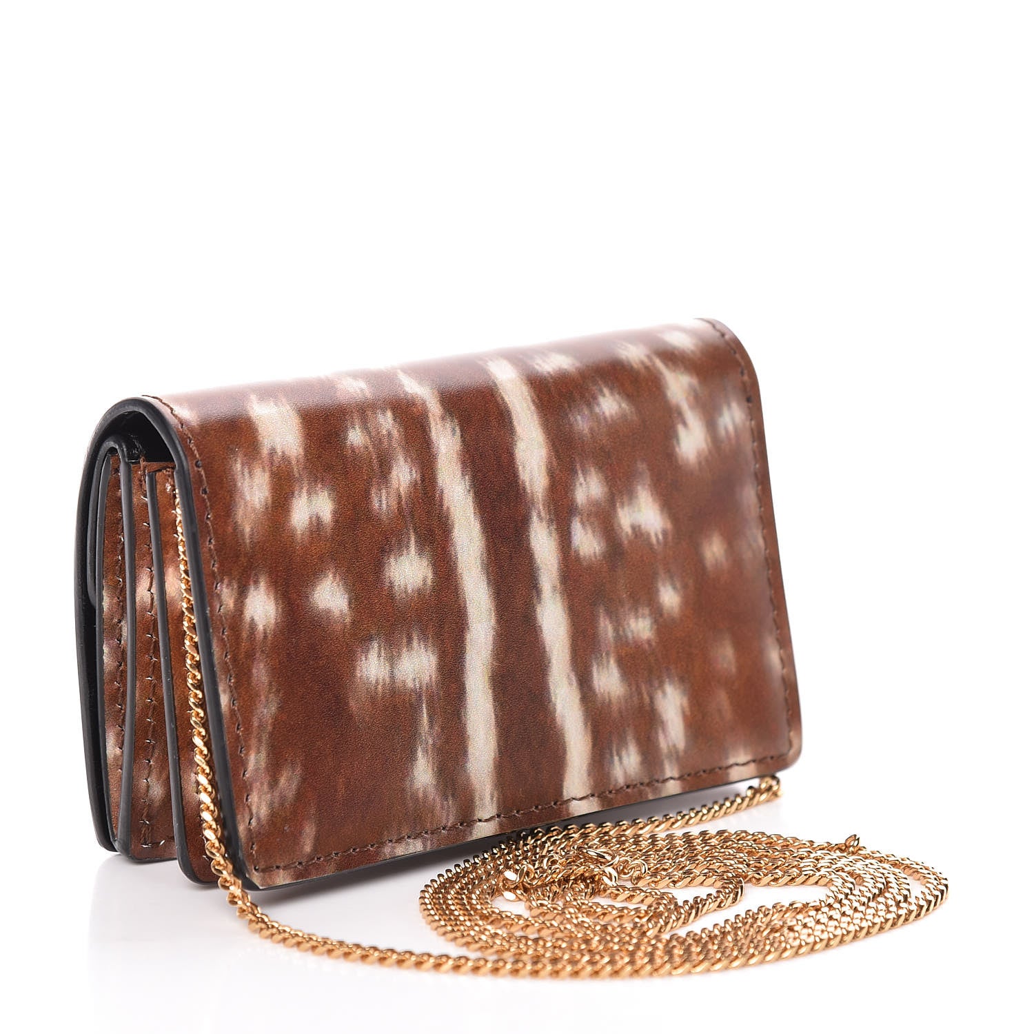 Burberry Calfskin Deer Printed Jessie Chain Card Case Malt Brown 3 of 12
