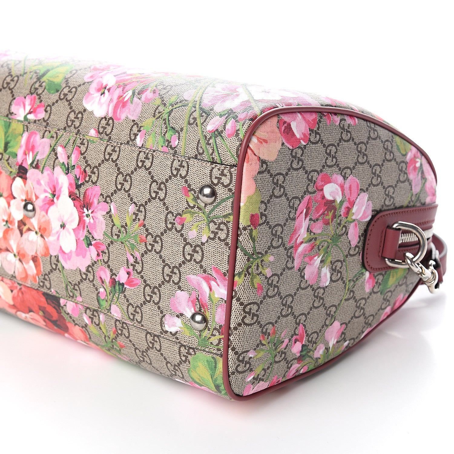 Gucci GG Supreme Monogram Blooms Medium Boston Beige Multicolor Dry Rose 8 of 9