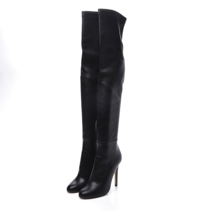 Jimmy Choo Calfskin Stretch Nappa Turner Knee High Boots 37 Black 2 of 8