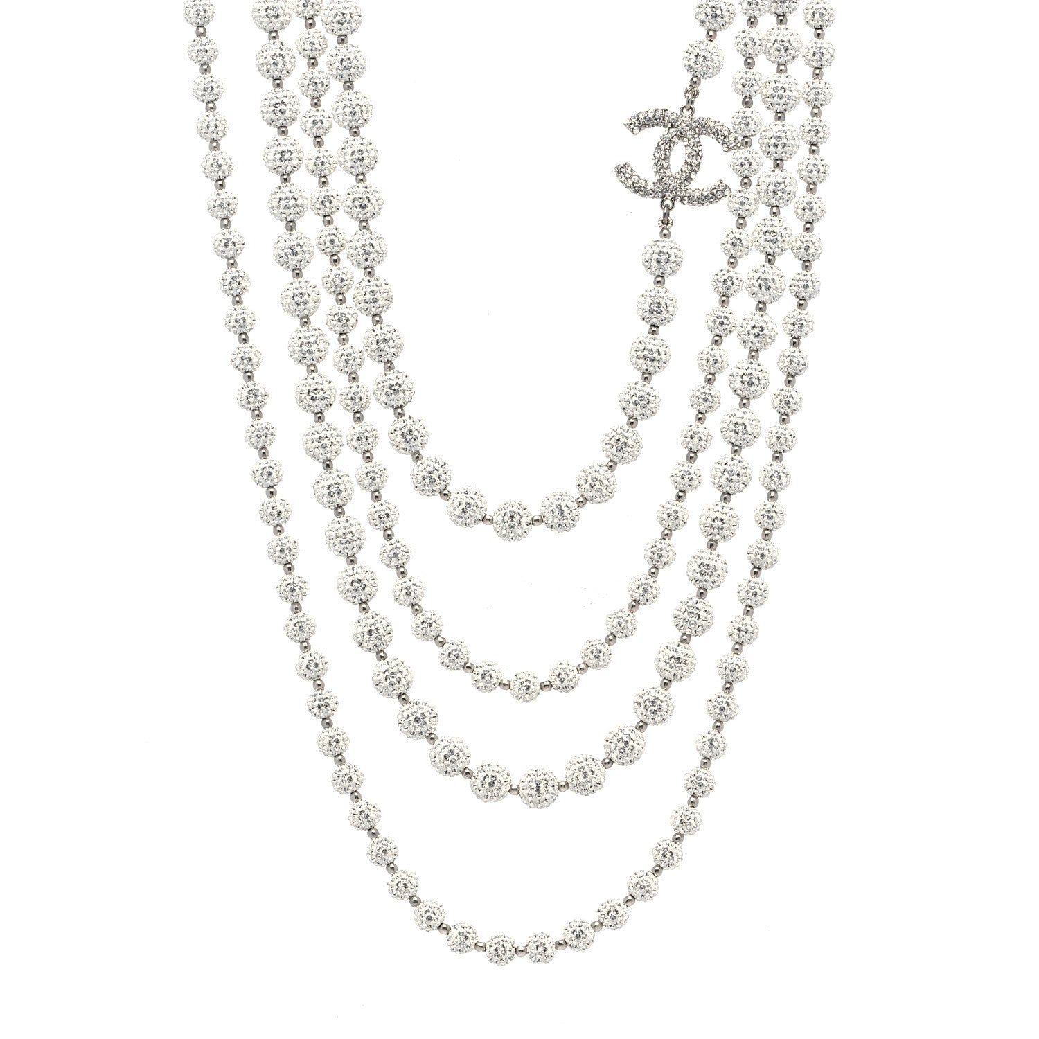 Chanel Strass Bubble CC Multi Strand Necklace Silver 1 of 5