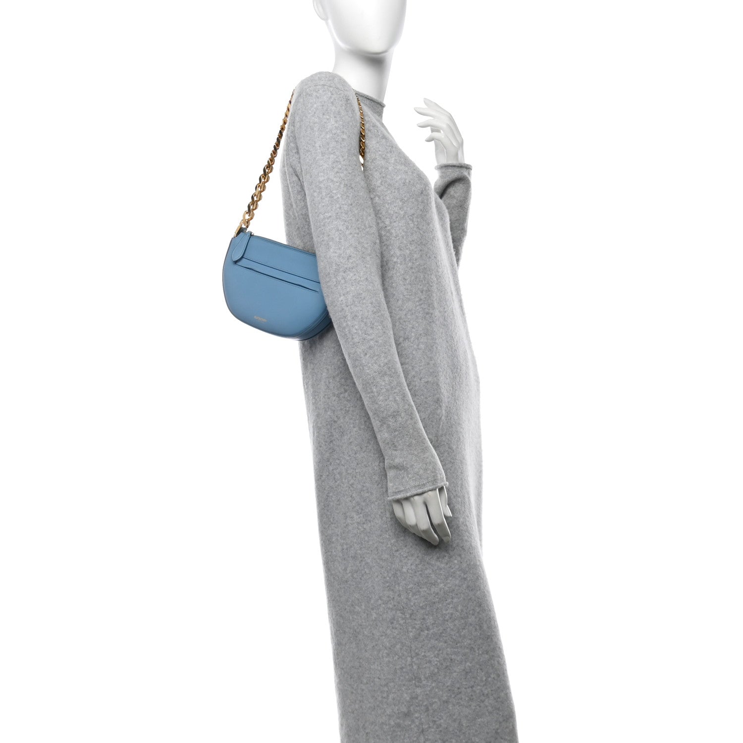 Burberry Lambskin Small Olympia Chain Shoulder Bag Pale Blue 2 of 9