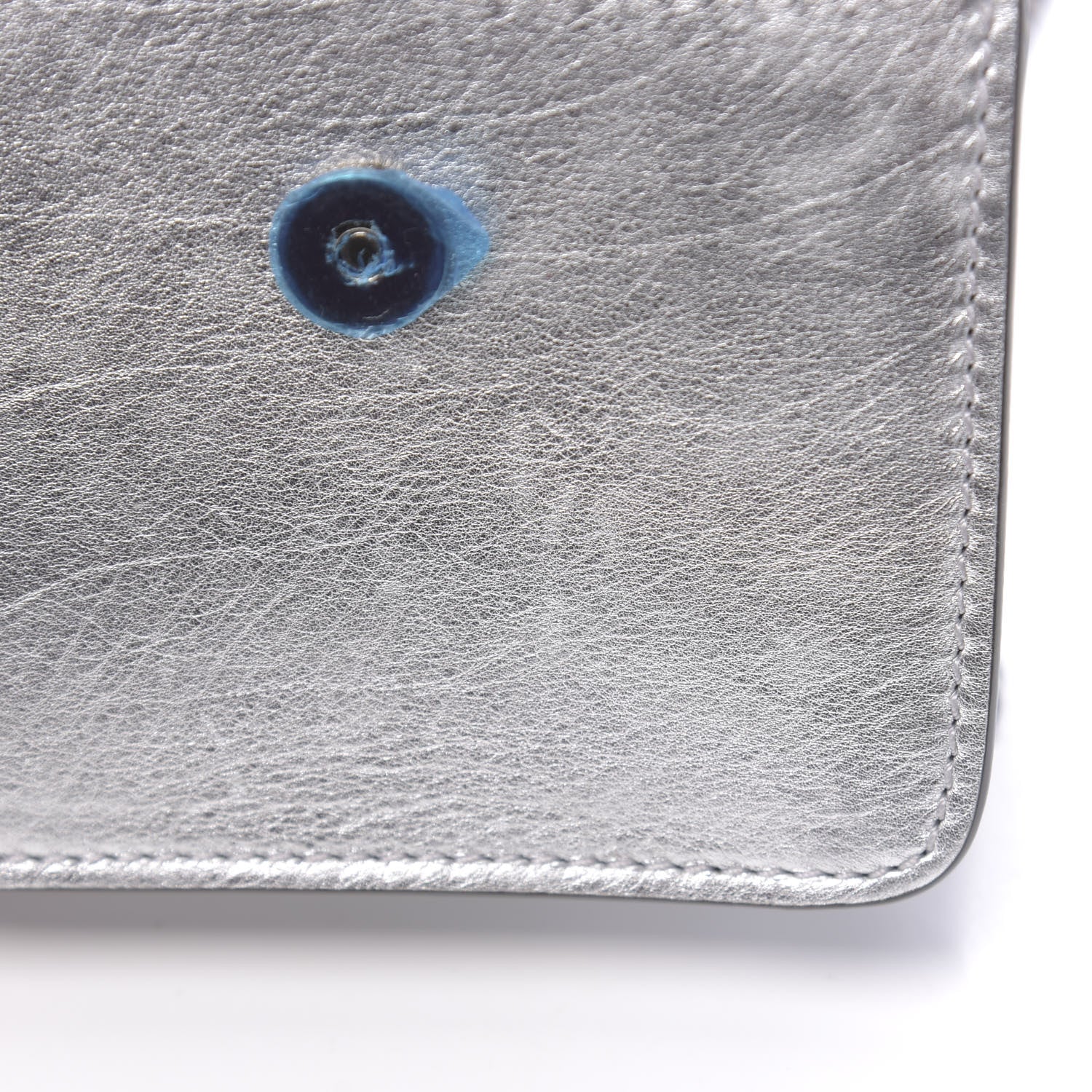 Valentino Garavani Metallic Calfskin Vlogo Compact Wallet with Chain Silver 7 of 12