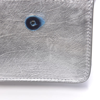Valentino Garavani Metallic Calfskin Vlogo Compact Wallet with Chain Silver 7 of 12