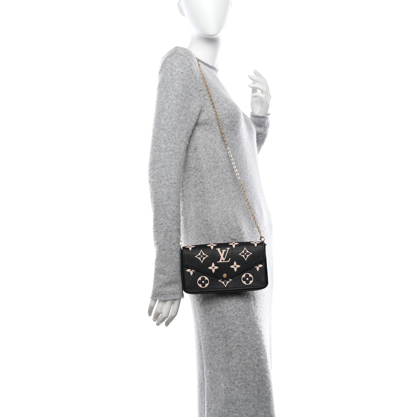 LOUIS VUITTON Empreinte Monogram Giant Felicie Pochette Black Beige