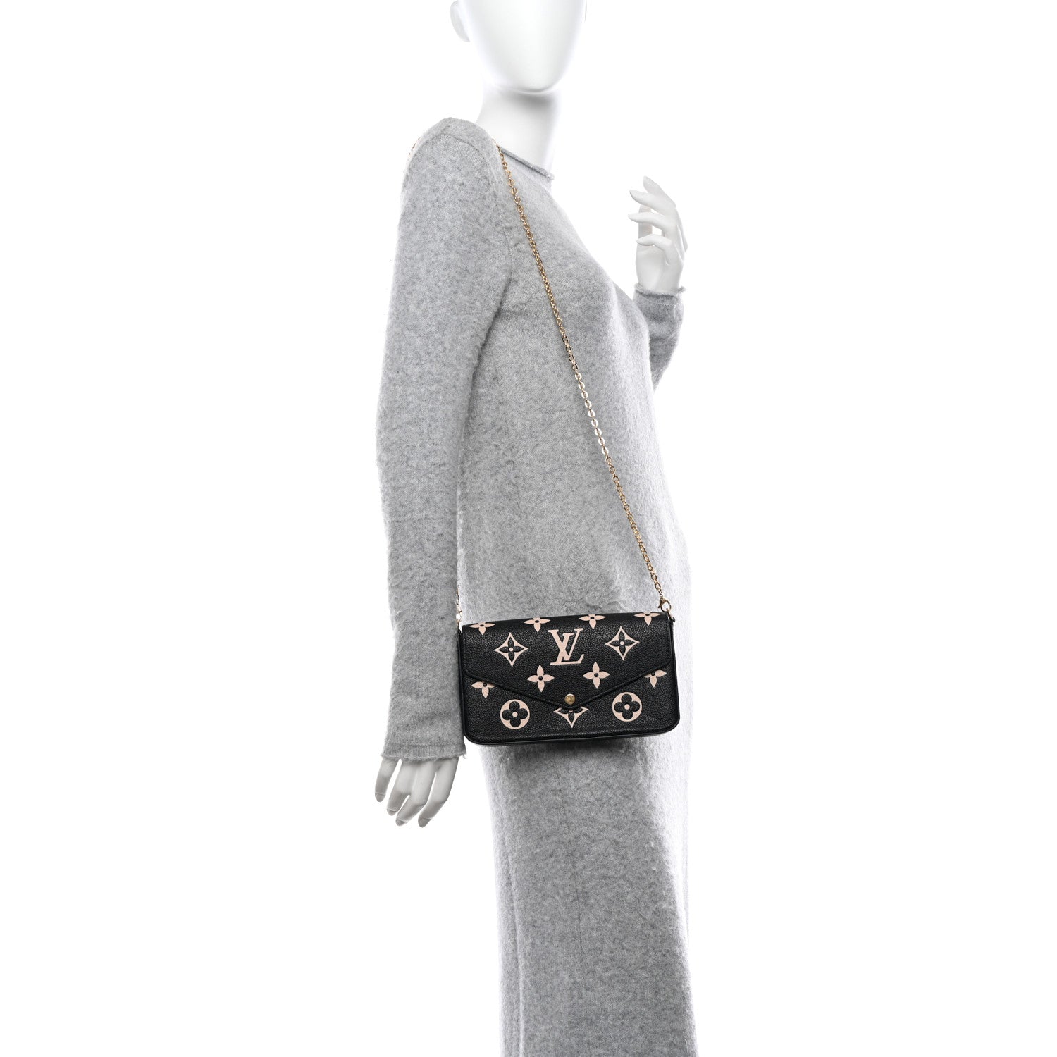 Louis Vuitton LOUIS VUITTON Empreinte Monogram Giant Felicie Pochette Black Beige 2 of 14