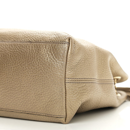 Gucci Metallic Pebbled Calfskin Medium Soho Chain Shoulder Bag Golden Beige 10 of 11