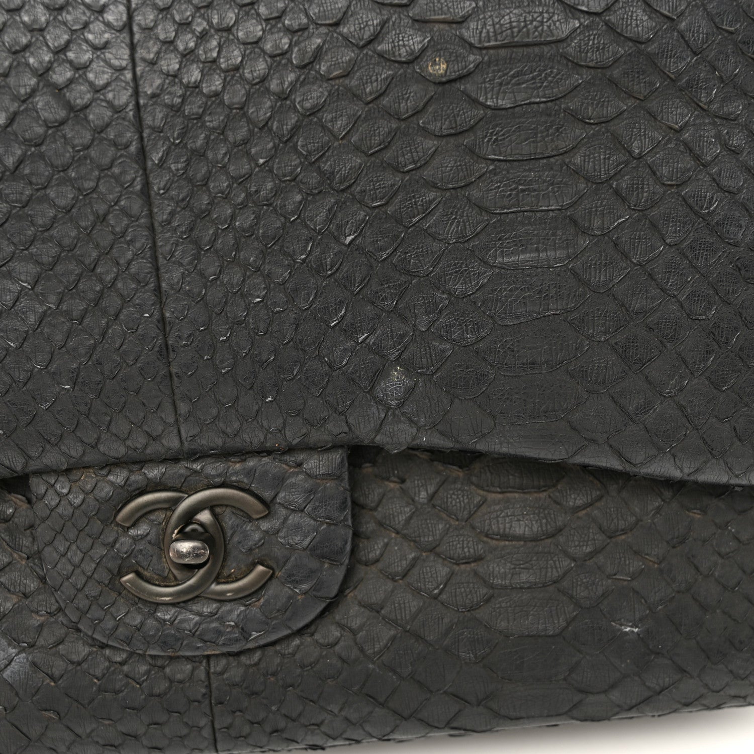 Chanel Snakeskin Jumbo Double Flap So Black 17 of 22
