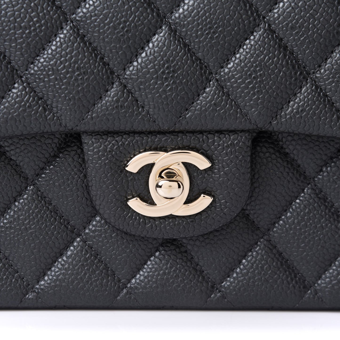Caviar Quilted Medium Double Flap Dark Grey
