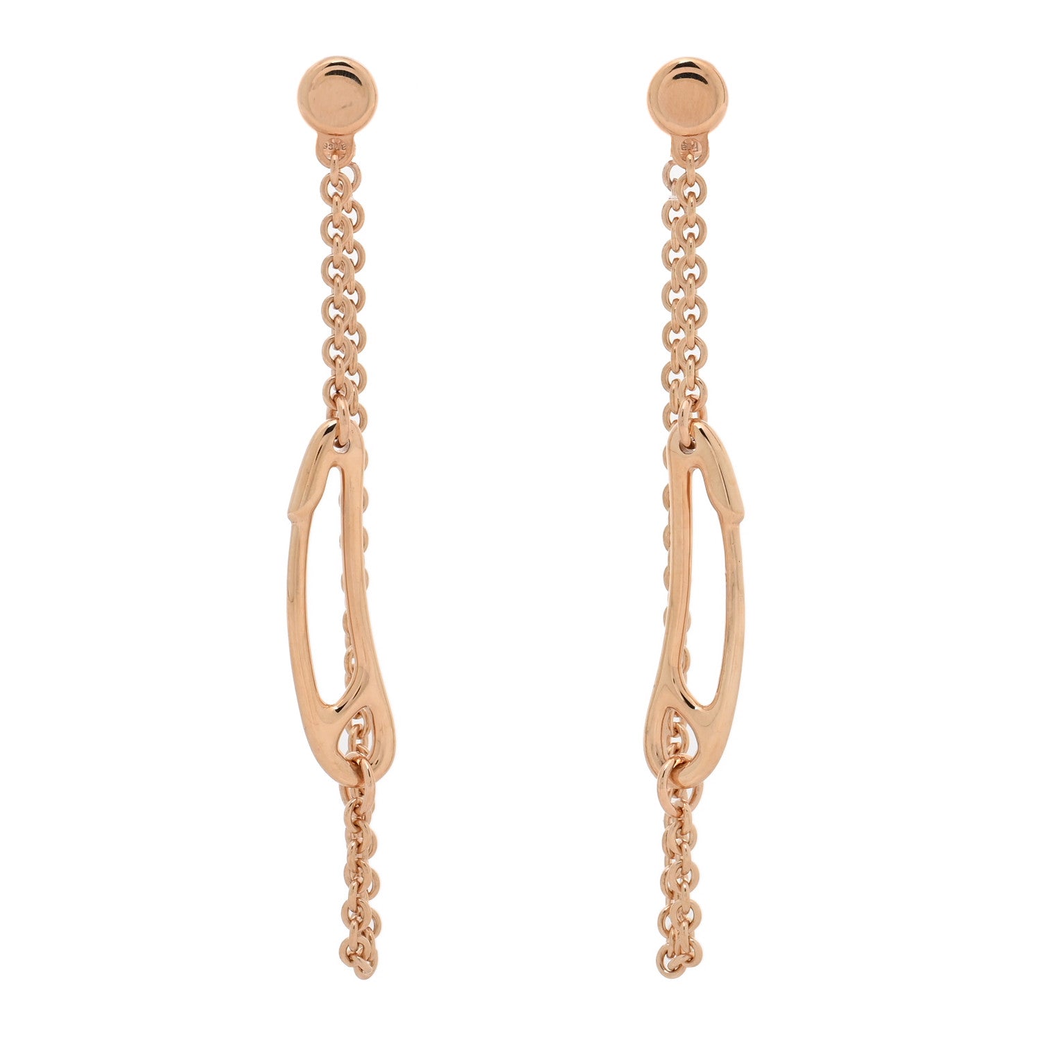 Hermes 18K Rose Gold TPM Chaine D'Ancre Punk Earrings 1 of 4