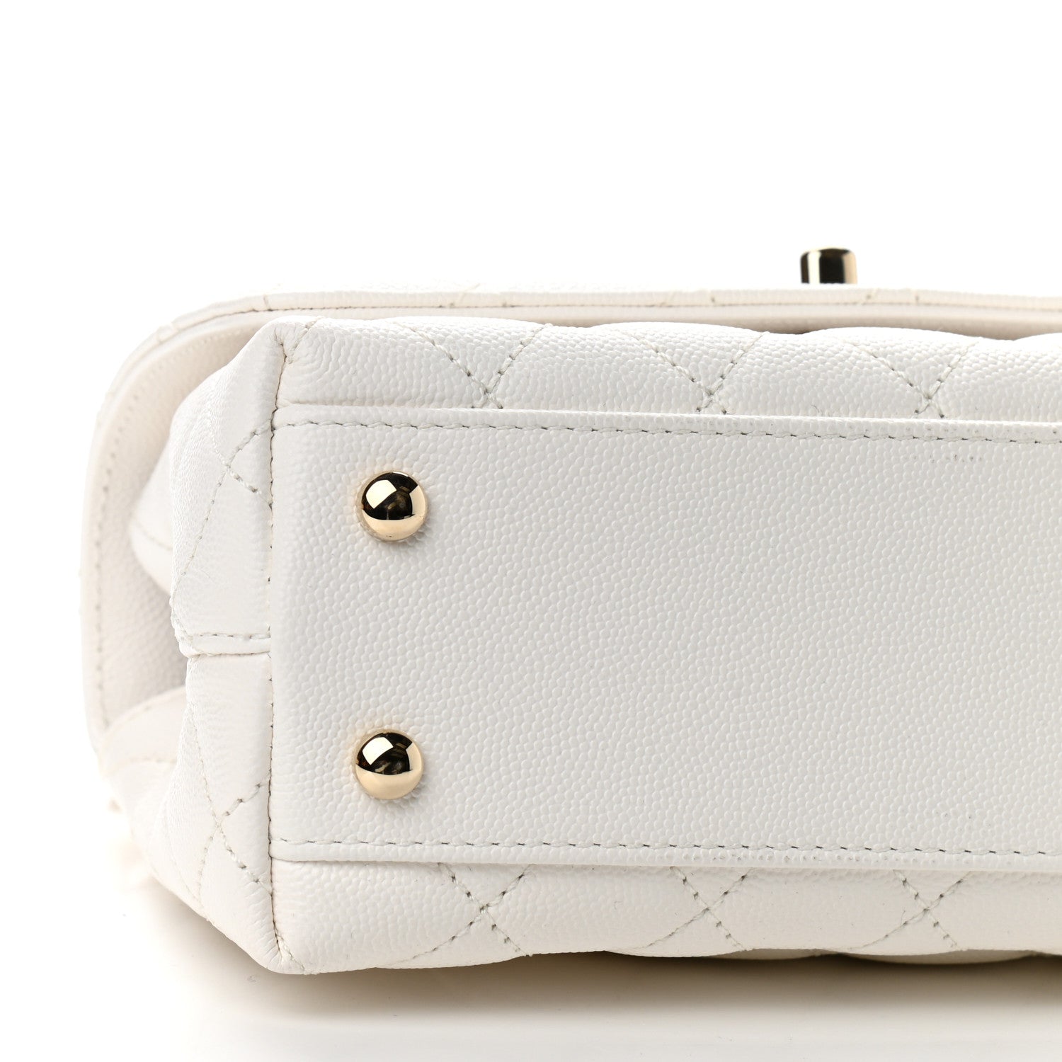 Chanel Caviar Quilted Mini Coco Handle Flap White 9 of 10
