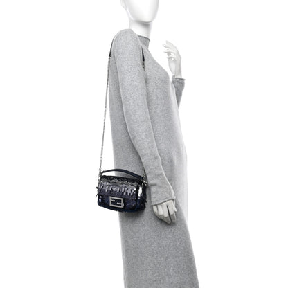 Fendi Sequin Paillettes Shiny Nappa Sex and the City Mini Baguette Midnight 2 of 10