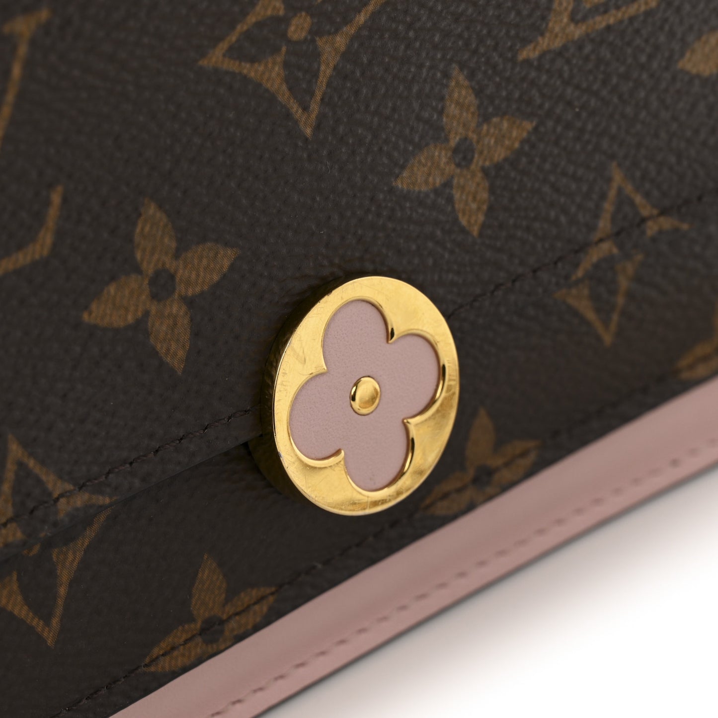 Monogram Flore Chain Wallet Rose Ballerine
