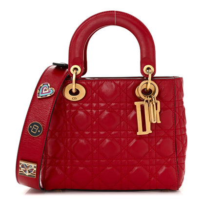 Christian Dior Crinkled Patent Cannage Small Lucky Badges My Lady Dior Red 1 of 11