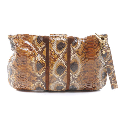 Jimmy Choo Python Mave Foldover Clutch Brown 3 of 6