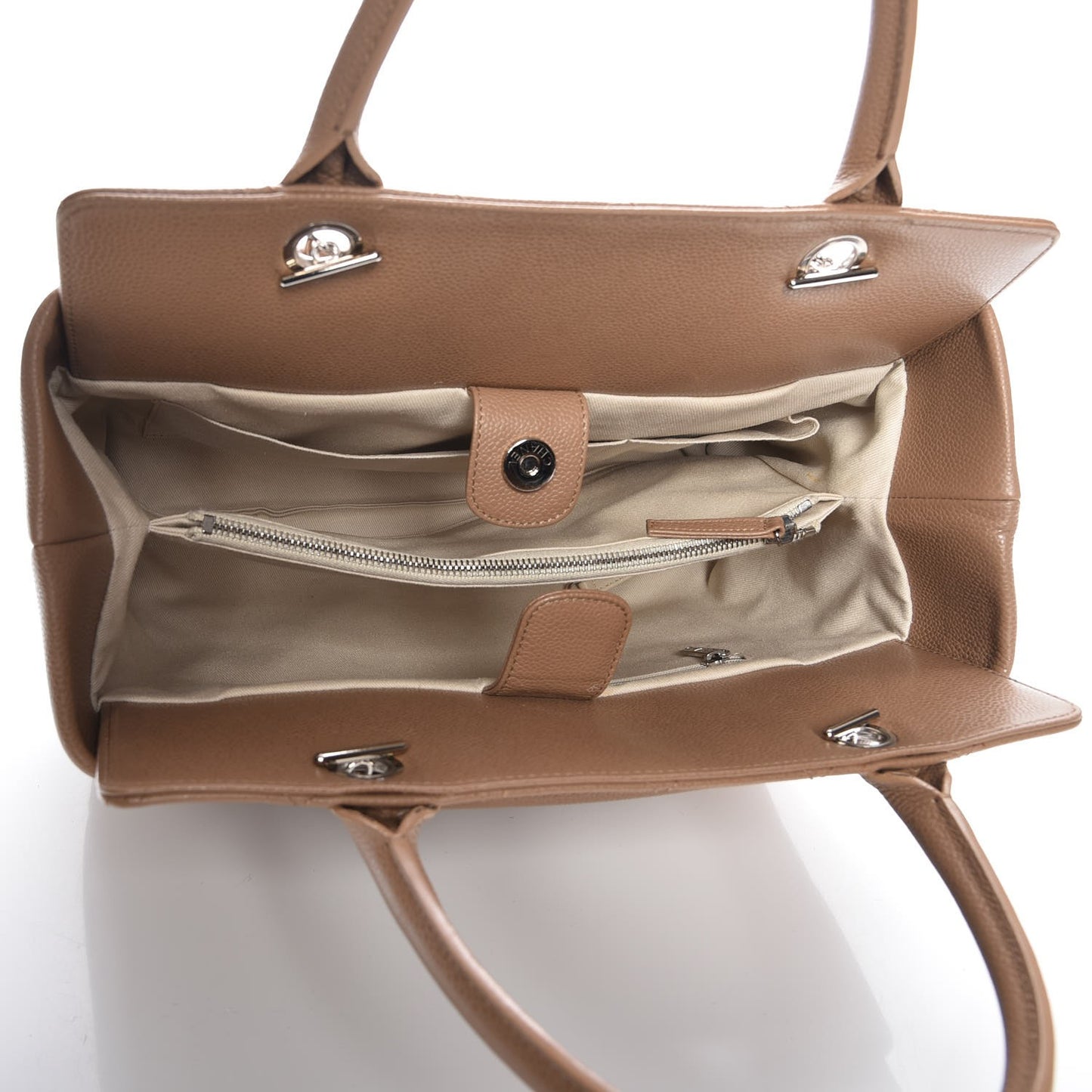 Caviar Medium Soft CC Top Handle Tote Dark Beige