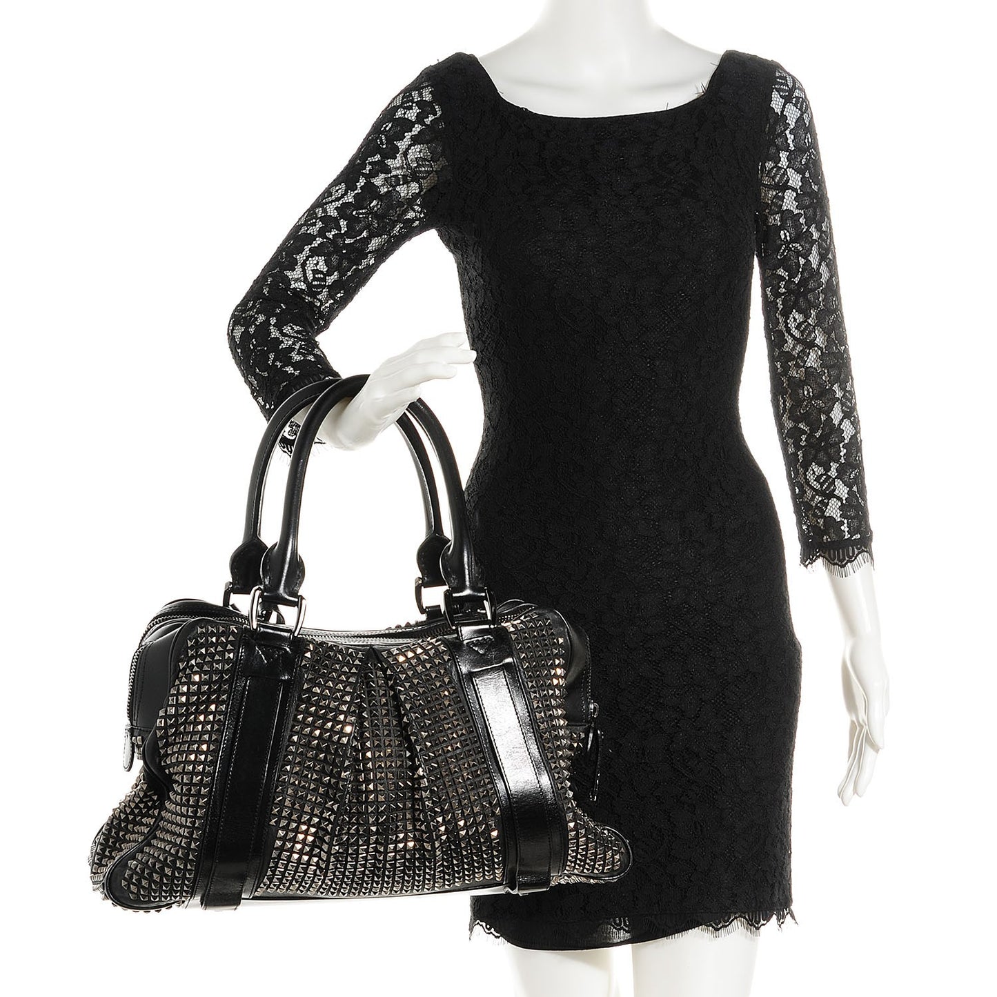Prorsum Calfskin Studded Knight Satchel Black