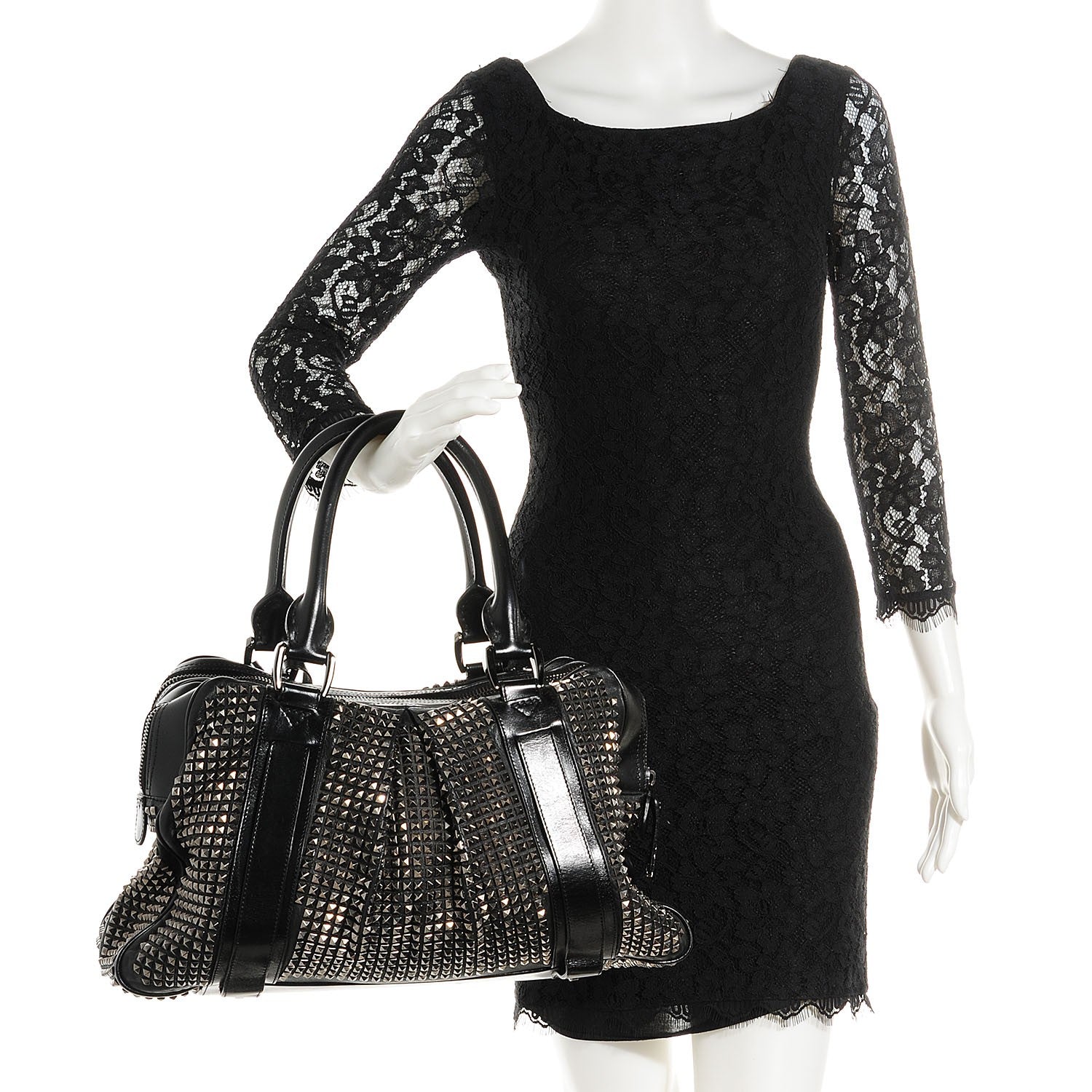 Burberry Prorsum Calfskin Studded Knight Satchel Black 3 of 10