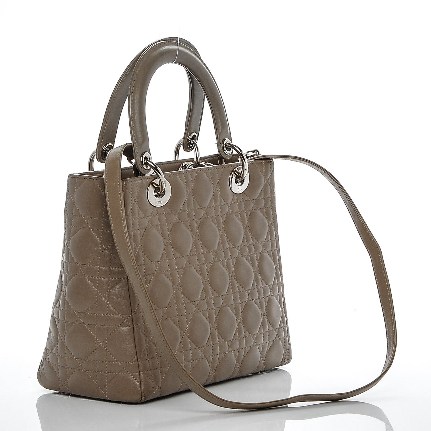 Christian Dior Lambskin Cannage Medium Lady Dior Grey 3 of 6