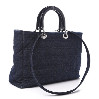Christian Dior Denim Cannage Large Lady Dior Tote Blue 4 of 11