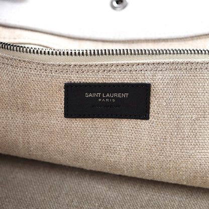 Saint Laurent Linen Calfskin Rive Gauche Tote Optic White 5 of 10