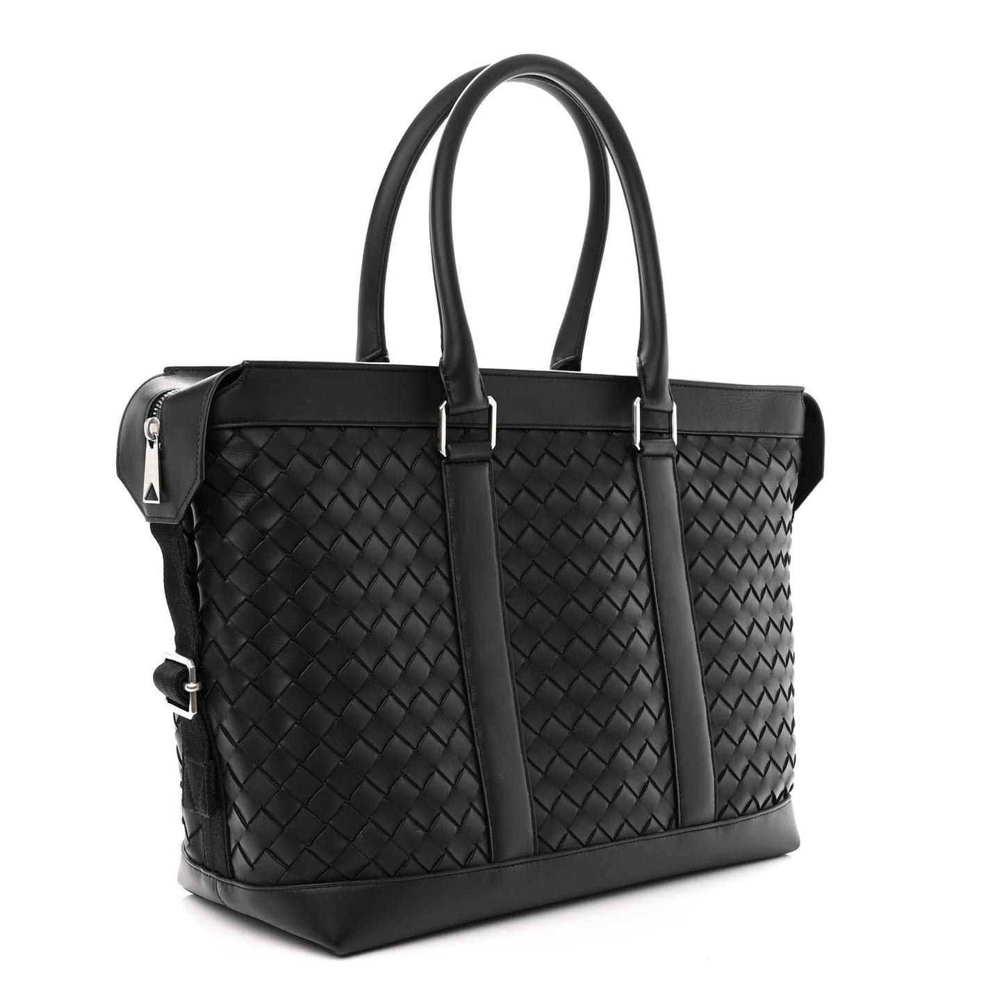 Calfskin Intrecciato Zipped Tote Black