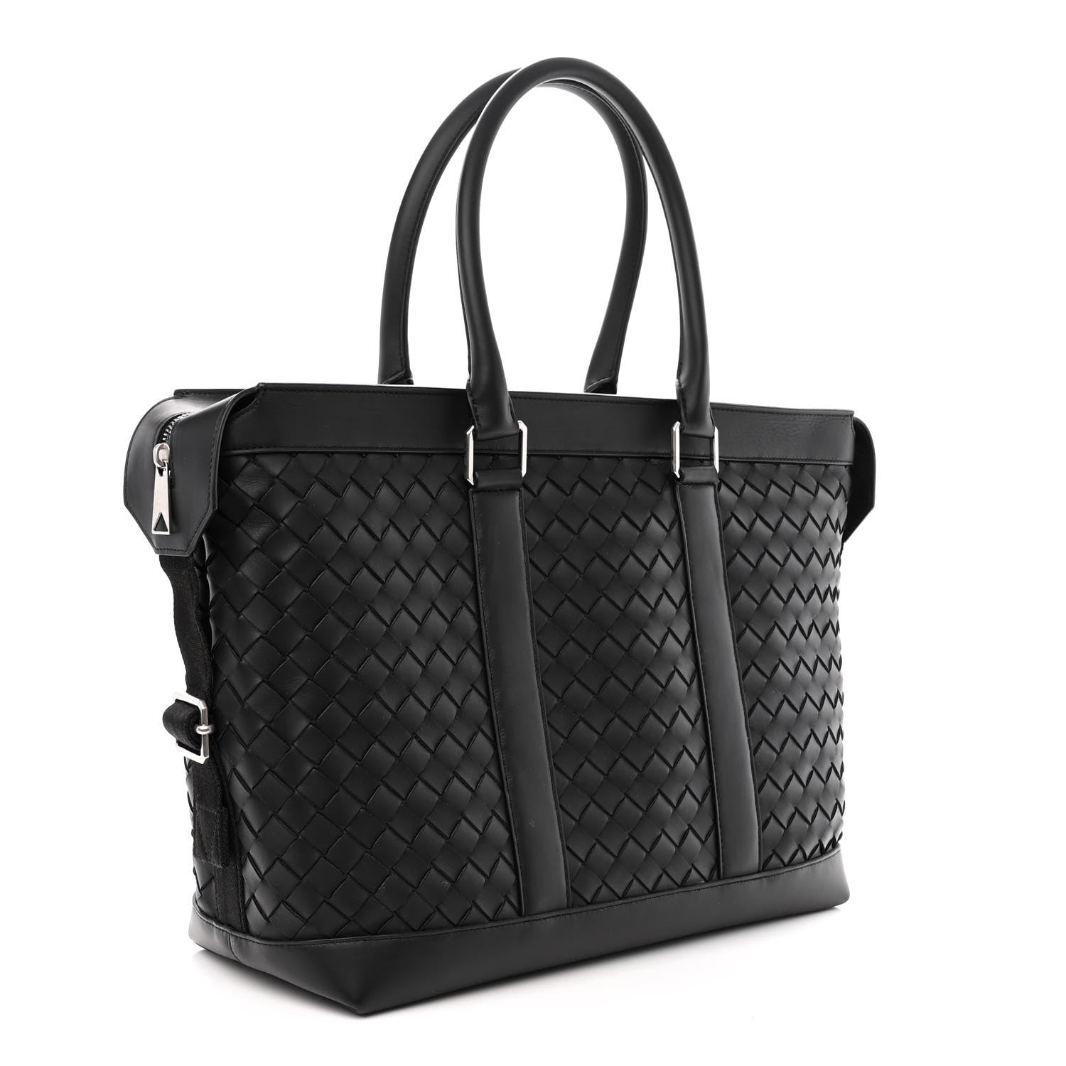 Bottega Veneta Calfskin Intrecciato Zipped Tote Black 4 of 12