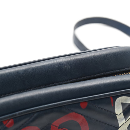 Gucci Calfskin Matelasse GucciGhost Small GG Marmont Chain Shoulder Bag Blue Agata Hibiscus Red 13 of 21