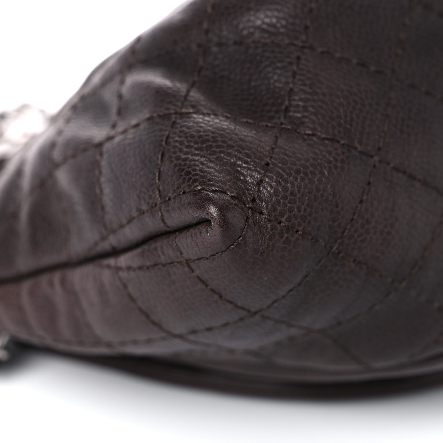 Caviar Half Moon Large Flap Dark Brown