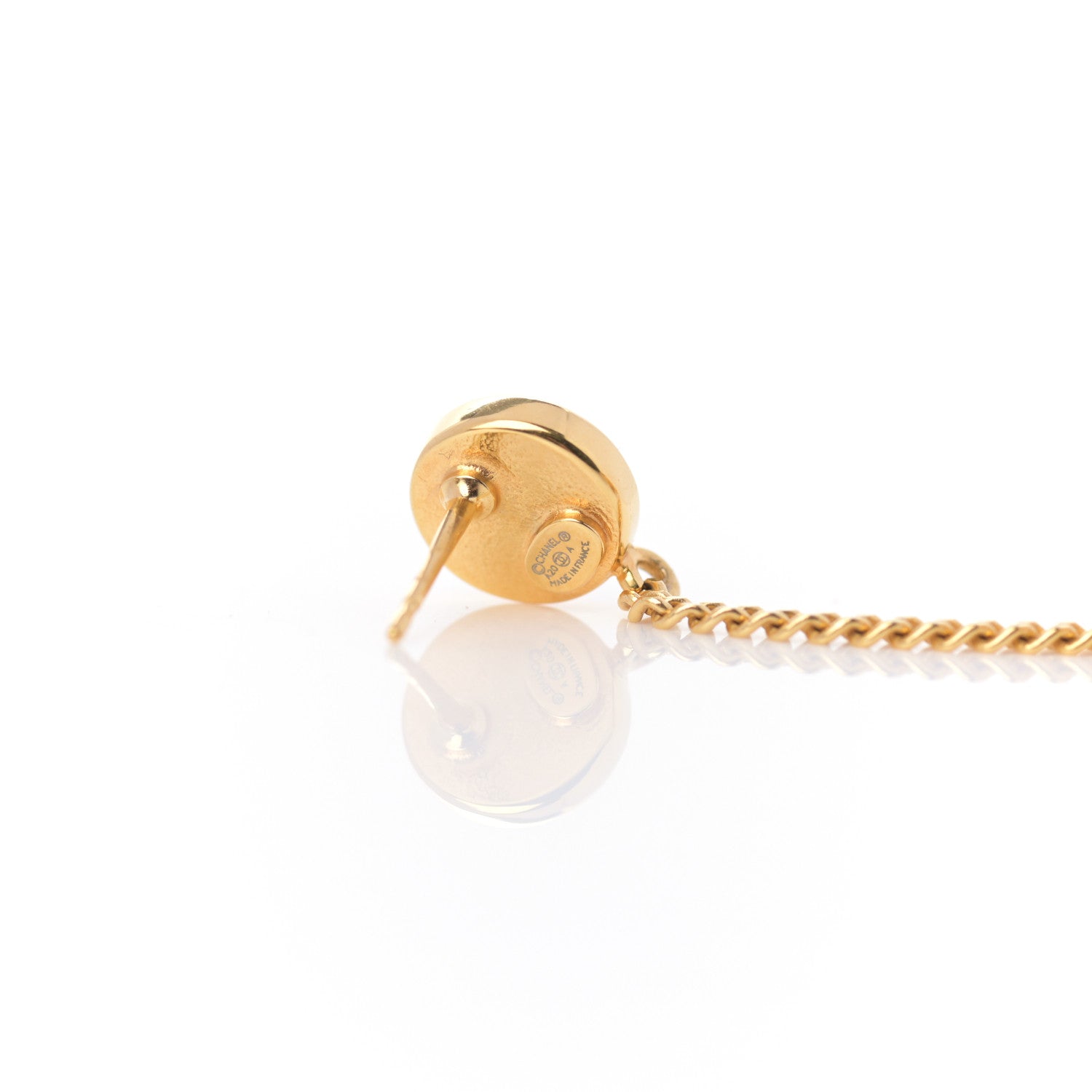 Chanel Crystal Pearl CC Perfume Bottle Chain Drop Earrings Gold 4 of 5