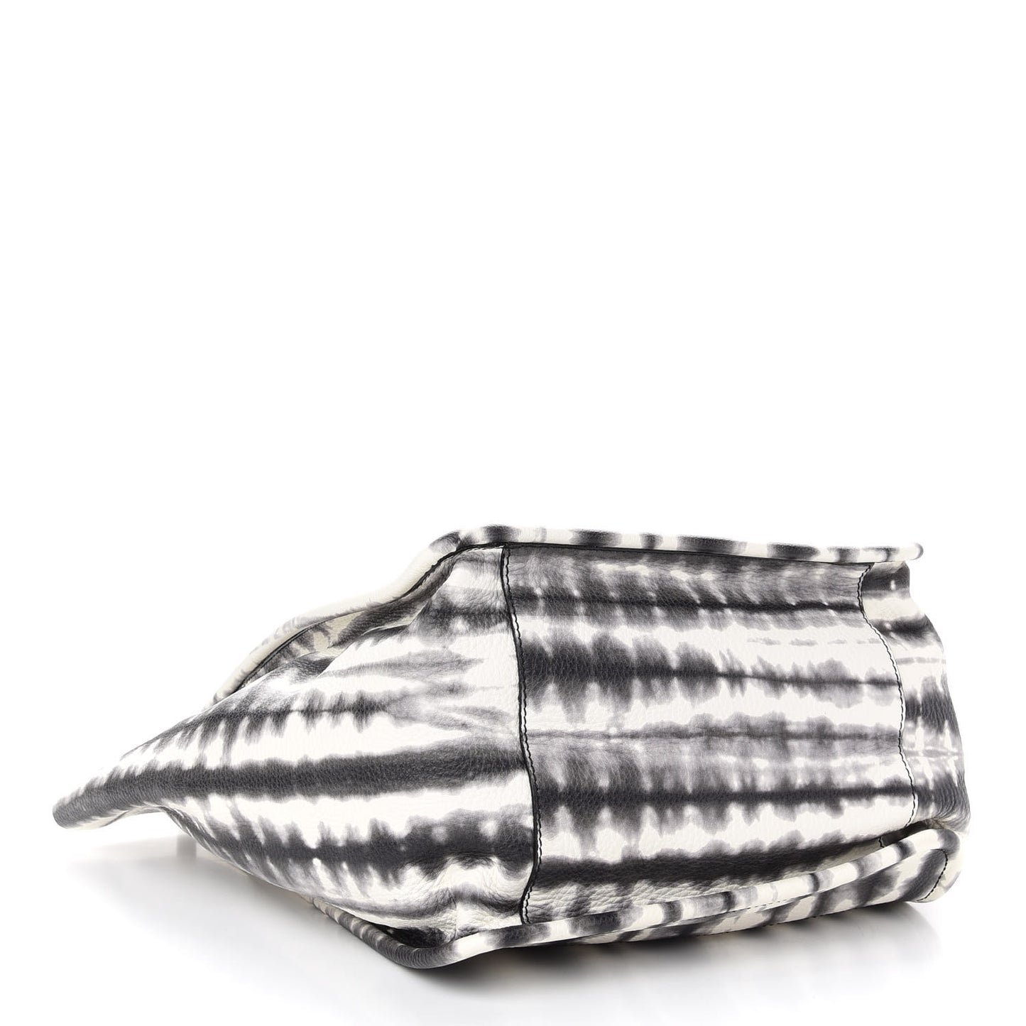 Grained Calfskin Large Tie Dye Tote Black White
