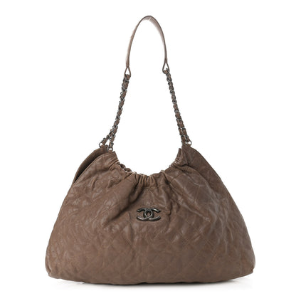 Chanel Distressed Glazed Caviar Quilted Large Elastic Tote Brown 1 of 12