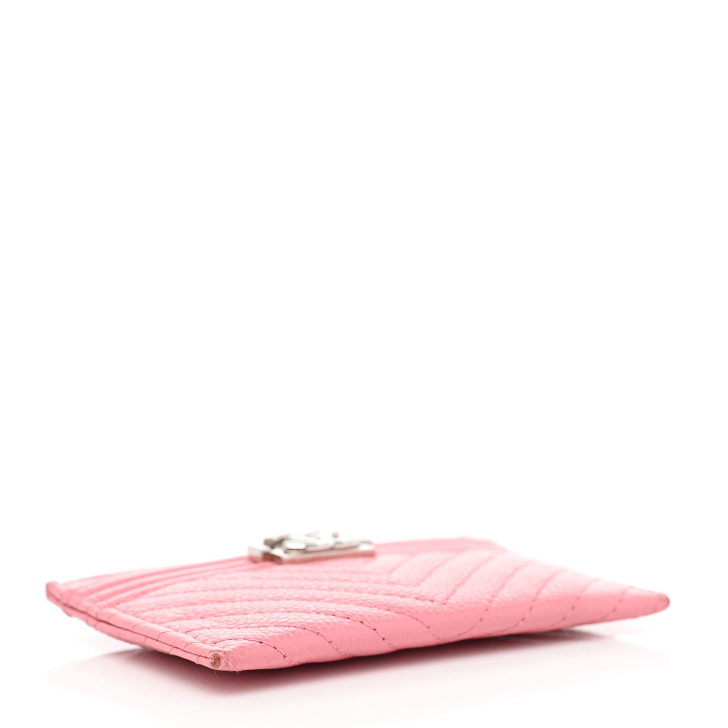 Caviar Chevron Quilted Boy Card Holder Pink