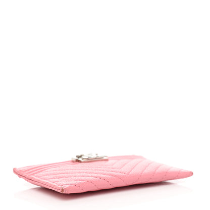 Chanel Caviar Chevron Quilted Boy Card Holder Pink 4 of 11
