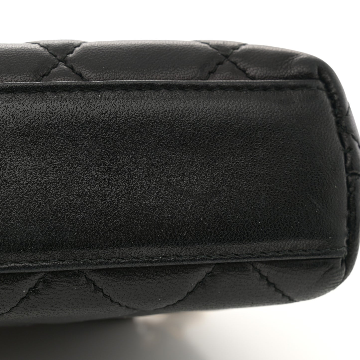 Lambskin Quilted Mini Flap Waist Belt Bag Black
