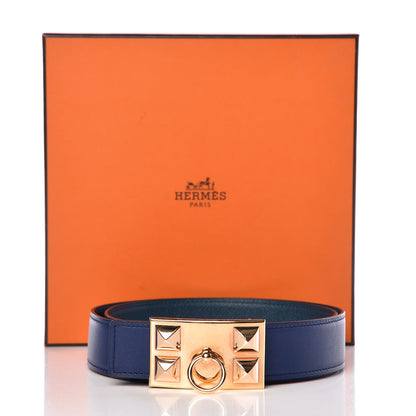 Hermes Swift Epsom 32mm Collier De Chien CDC Belt 85 Bleu Saphir Colvert 8 of 8