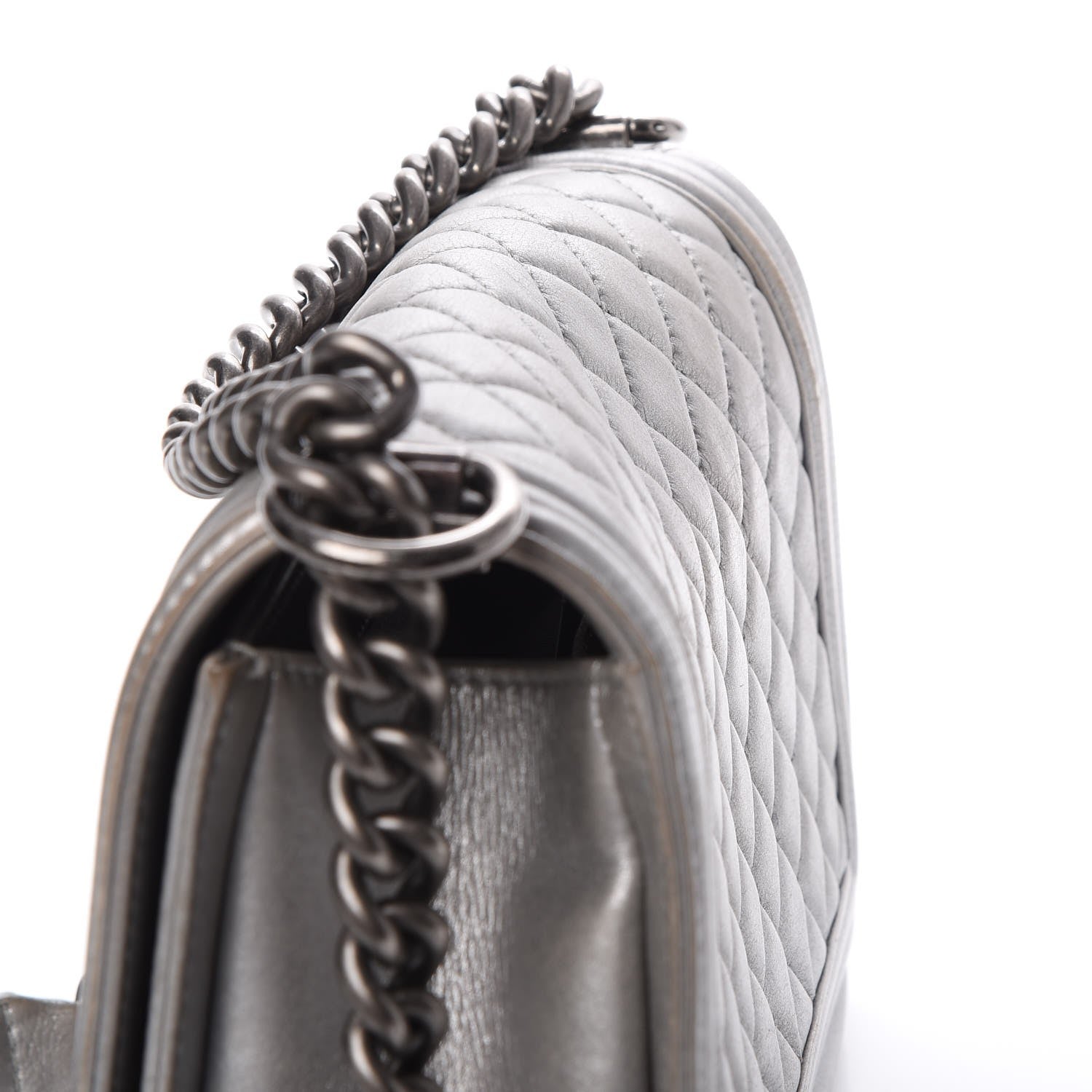 Chanel Metallic Calfskin Quilted Medium Boy Flap Silver 24 of 24
