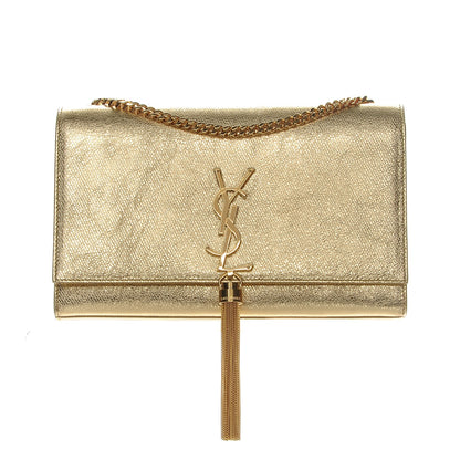 Saint Laurent Metallic Calfskin Medium Classic Monogram Kate Tassel Satchel Gold 1 of 7