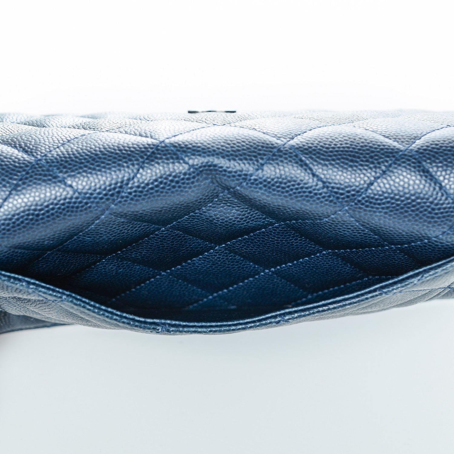 Chanel Caviar Quilted Yen Wallet Dark Blue 9 of 11