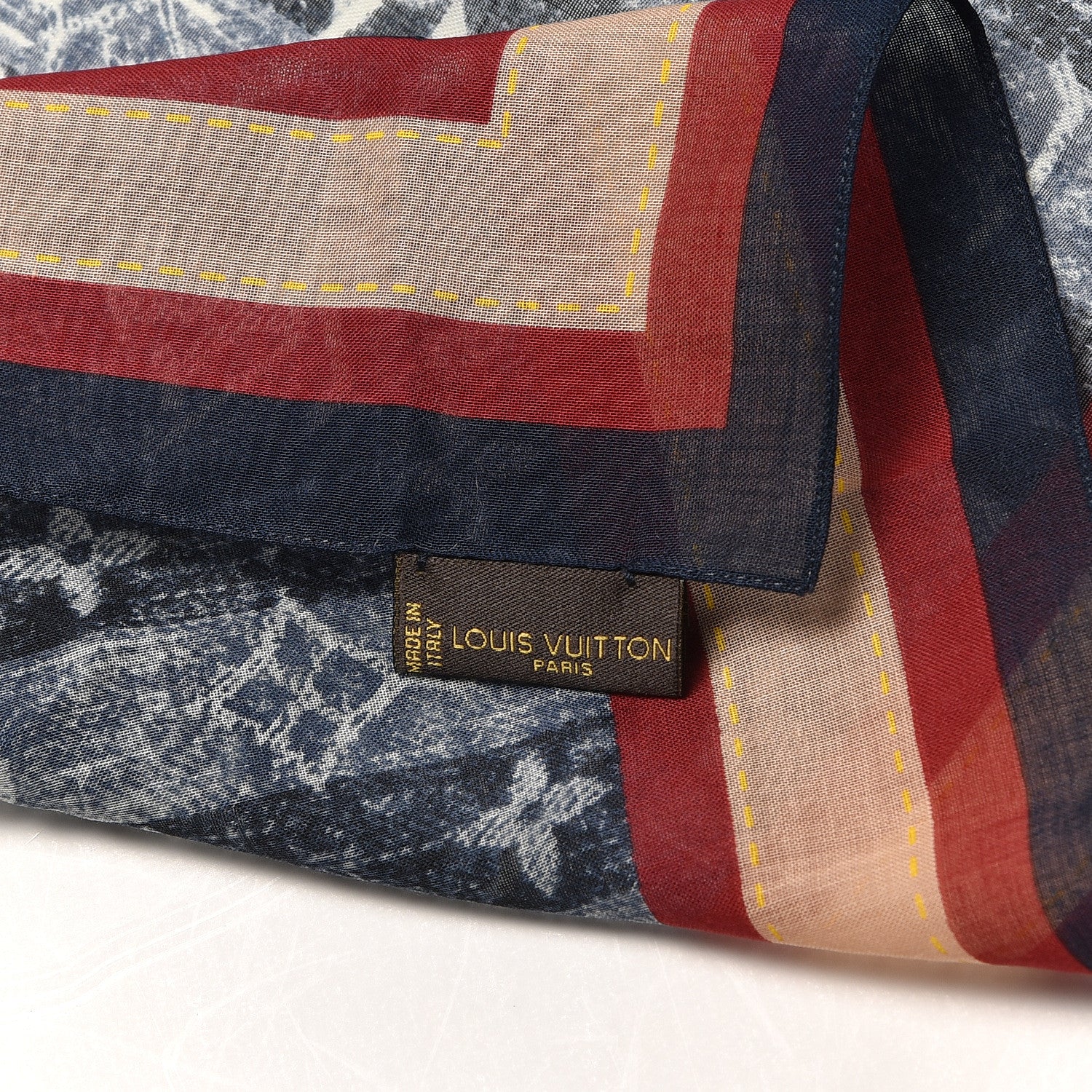 Louis Vuitton Silk Monogram Trunks and Bags Scarf Blue 5 of 5