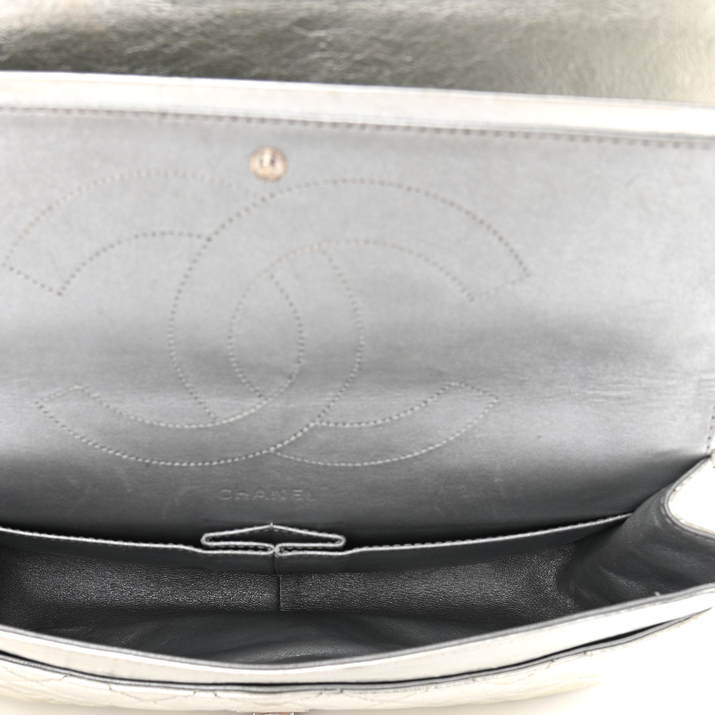 Metallic Aged Calfskin Quilted 2.55 Reissue 227 Flap Silver