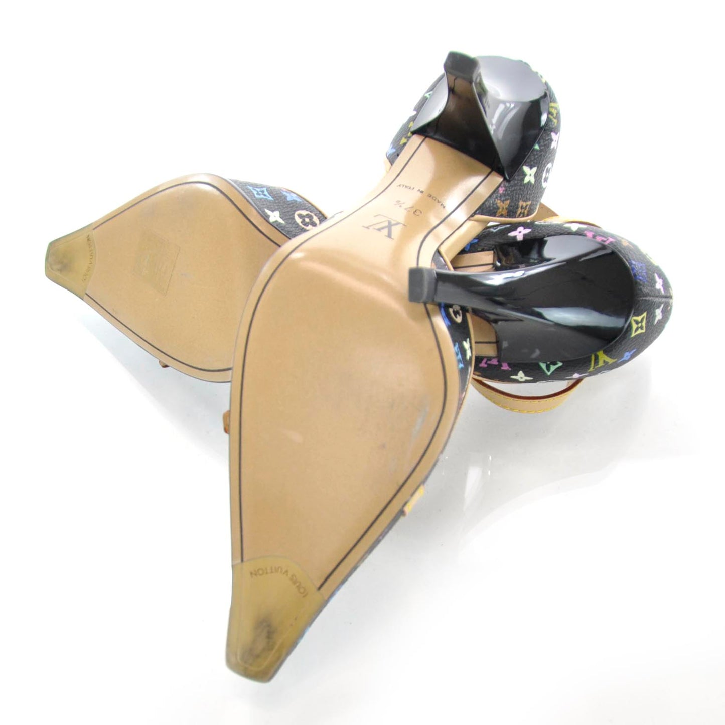 Monogram Multicolor Murakami Patent Fleur Heels 37.5 Black