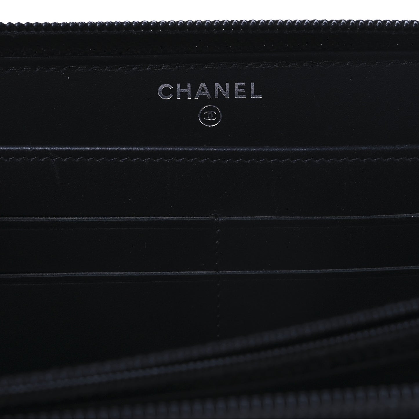 Patent Calfskin Quilted Boy L-Gusset Zip Wallet Black