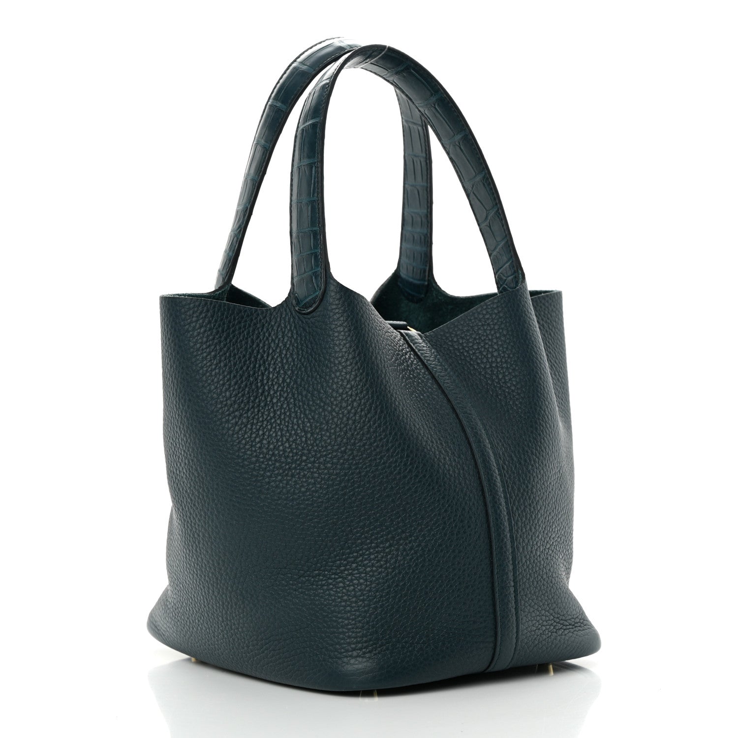 Hermes Taurillon Clemence Matte Alligator Picotin Lock Touch 22 MM Vert Bosphore 3 of 13