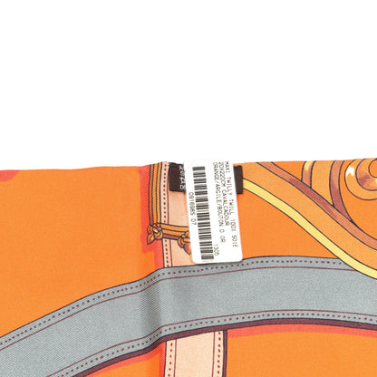 Hermes Silk Cavalcadour Maxi Twilly Orange Argile Bouton D'Or 2 of 5